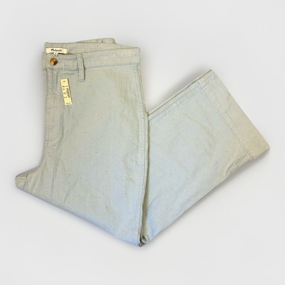 Madewell Women's Wide Leg Crop Jeans Light Blue Textured Pants Size 32 - NWT $95
